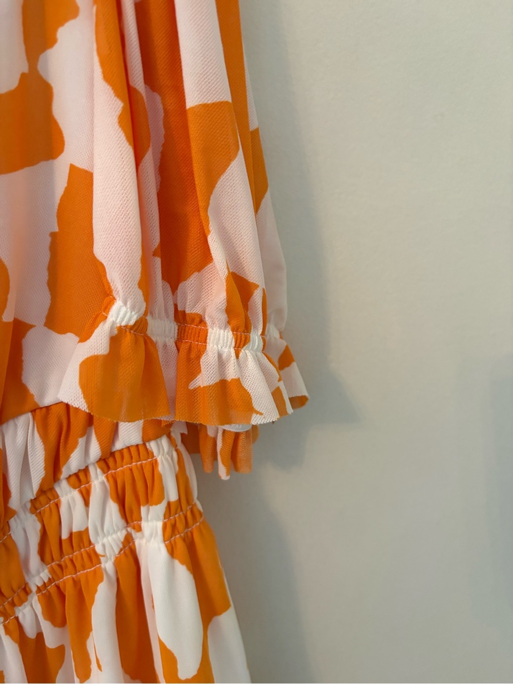 Ava & Viv XXL Orange Abstract Print Peplum V-Neck Blouse NWT Short Sleeve Top - Picture 3 of 11